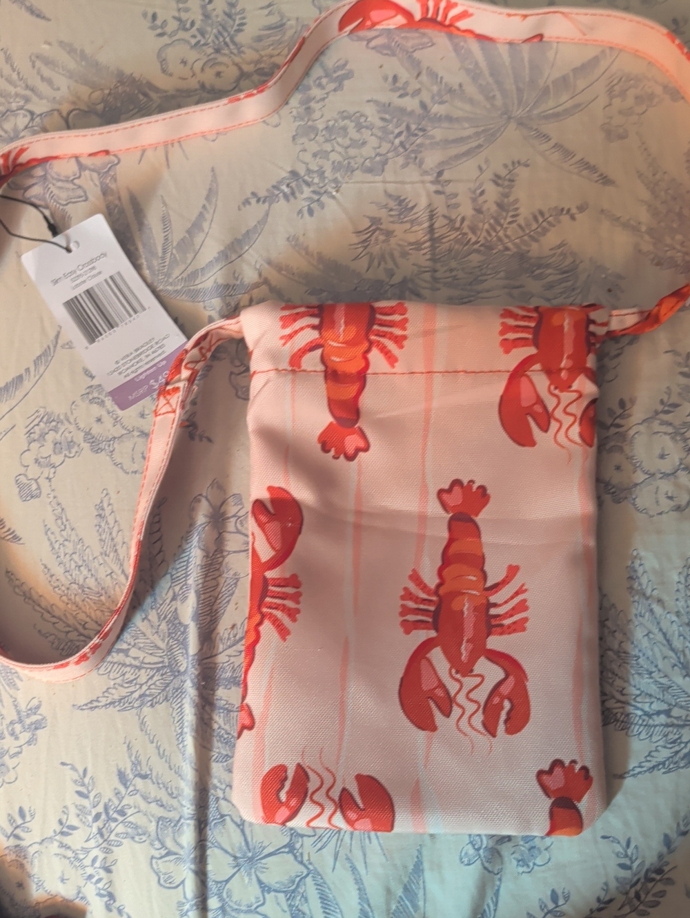 Vera Bradley Pink Lobster Print  Bag Phone Bag Slim Easy Crossbody NWT
